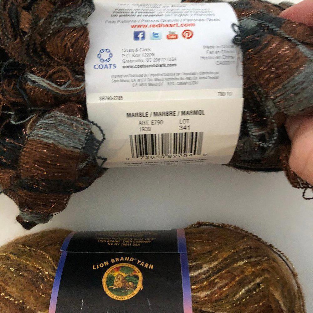 🛒 $15 - Scarf Shawl Yarn bundle Brown Rust Blue Moonlight Mohair #1889 - Picture 5 of 11